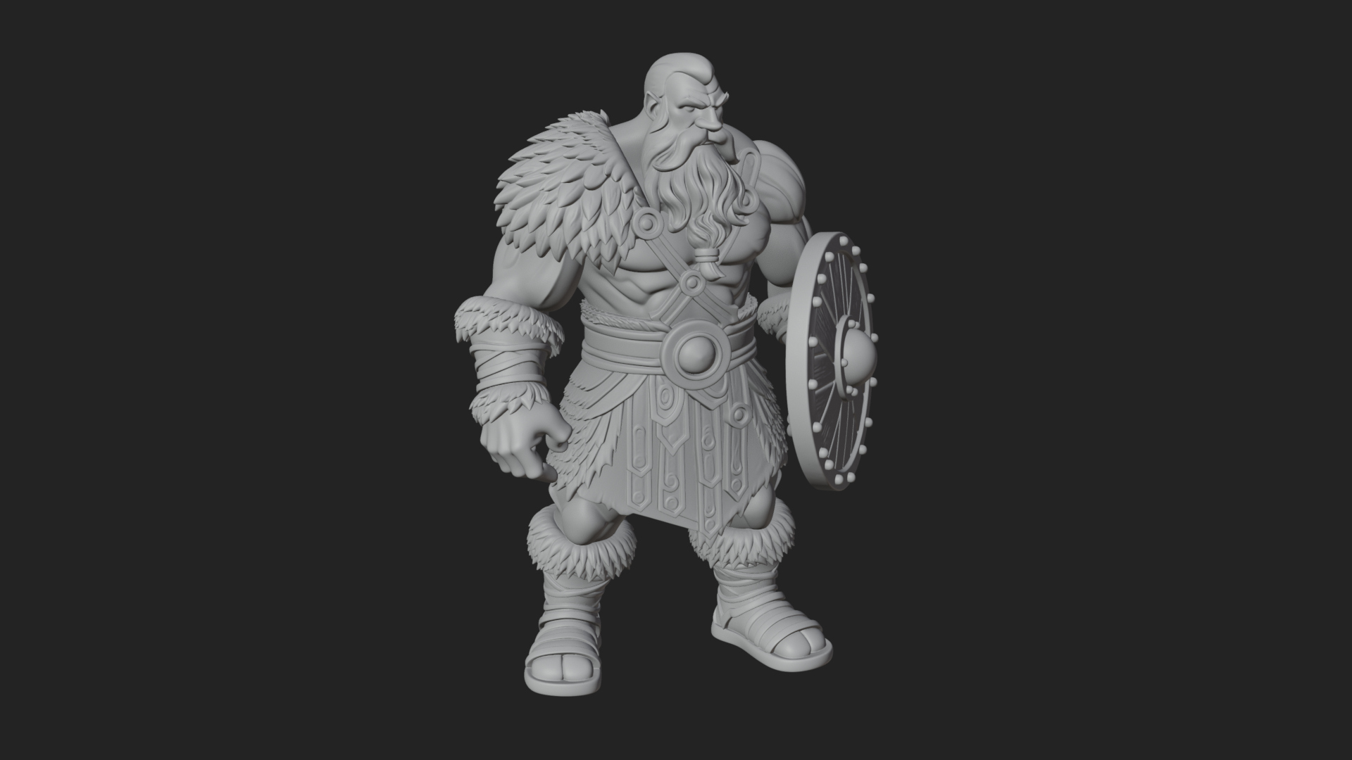 Barbarian Warlord Statue Design 11 3D Print Model 3D Model