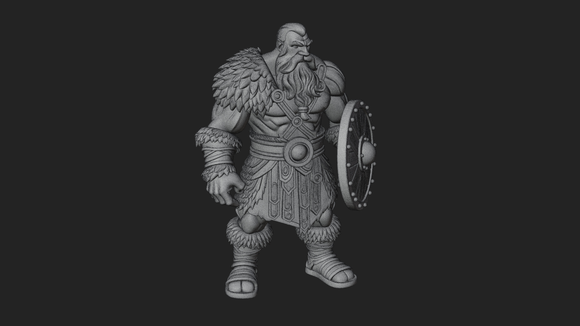 Barbarian Warlord Statue Design 11 3D Print Model 3D Model
