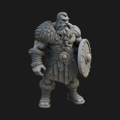 Barbarian Warlord Statue Design 11 3D Print Model