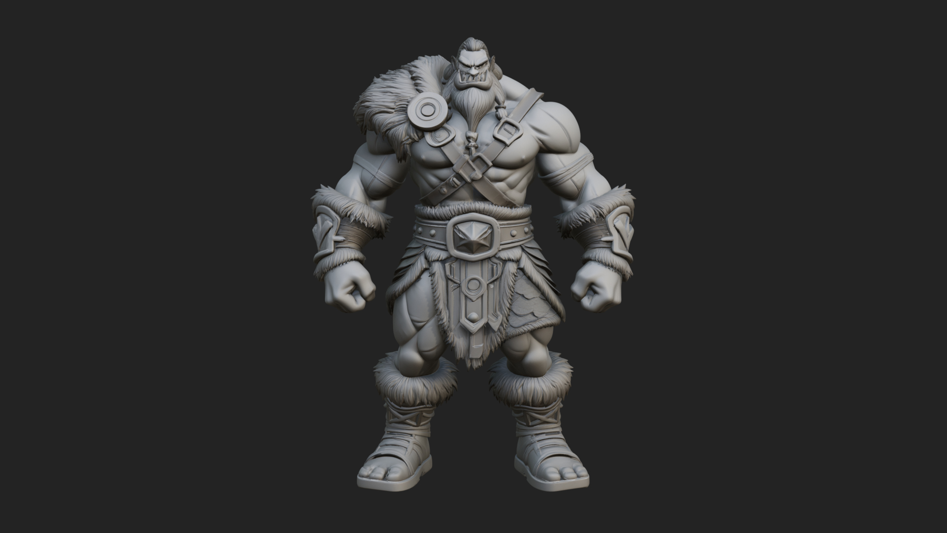 Barbarian Warlord Statue Design 12 3D Print Model 3D Model