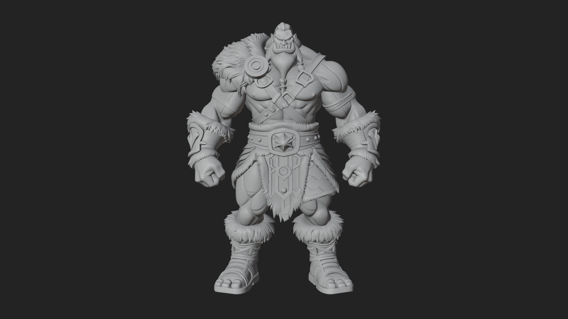 Barbarian Warlord Statue Design 12 3D Print Model 3D Model