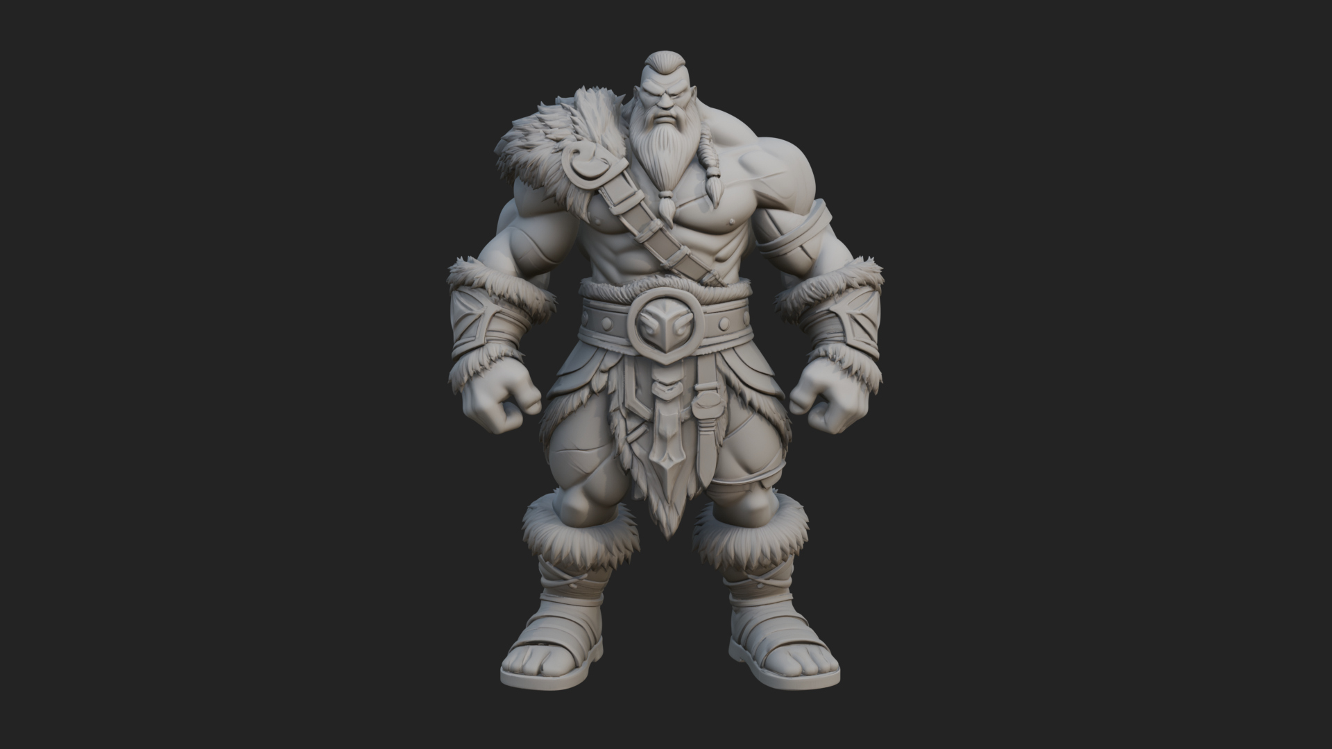 Barbarian Warlord Statue Design 13 3D Print Model 3D Model