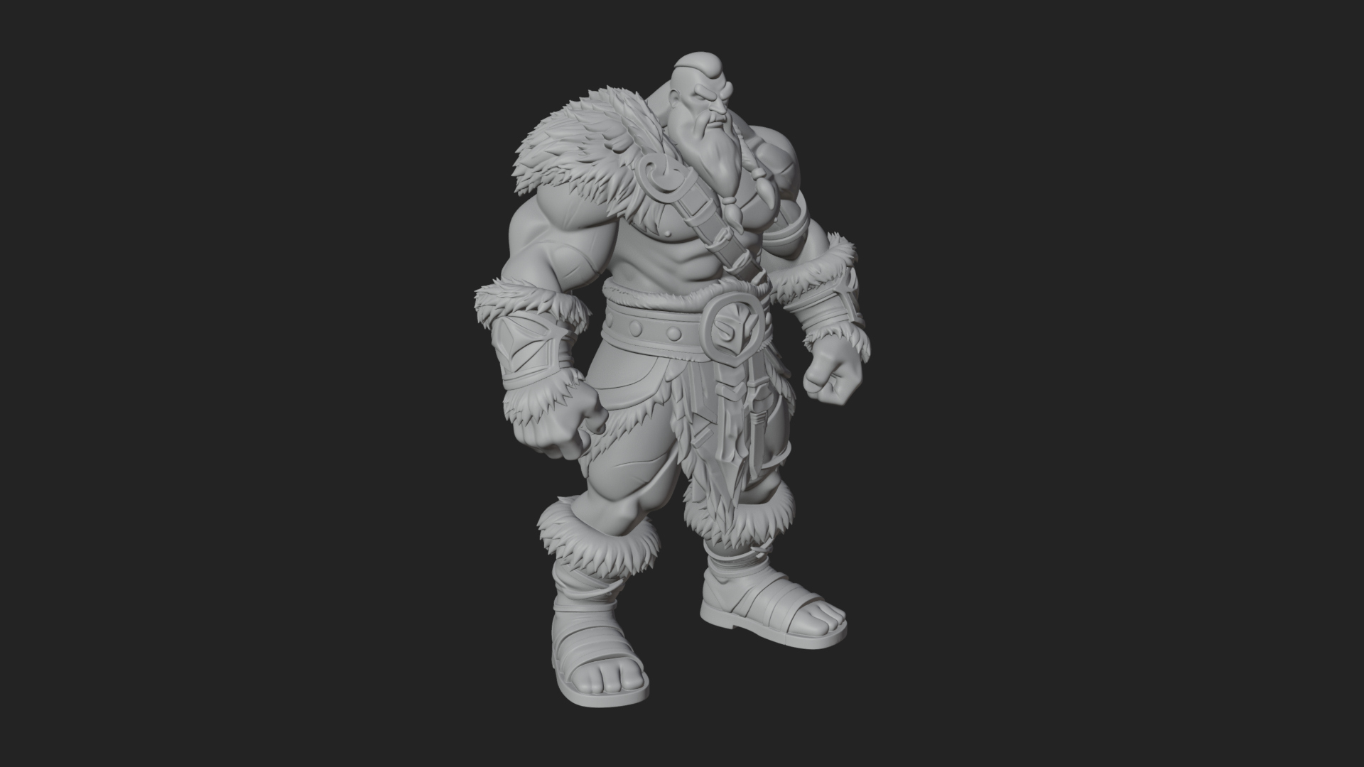 Barbarian Warlord Statue Design 13 3D Print Model 3D Model