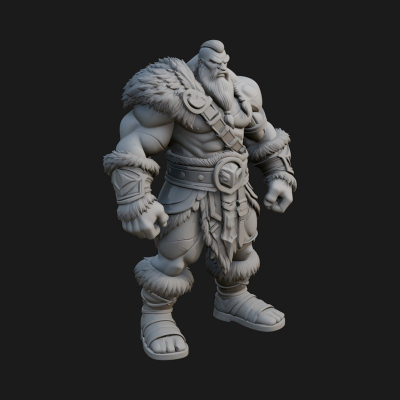 Barbarian Warlord Statue Design 13 3D Print Model