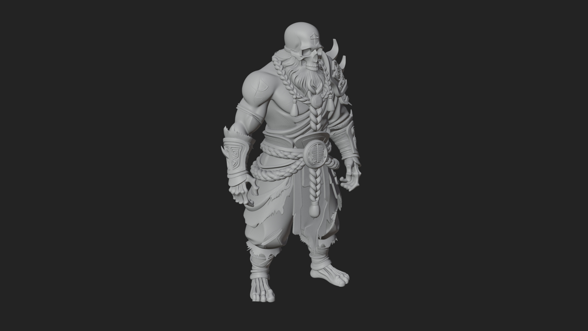 Barbarian Warlord Statue Design 14 3D Print Model 3D Model