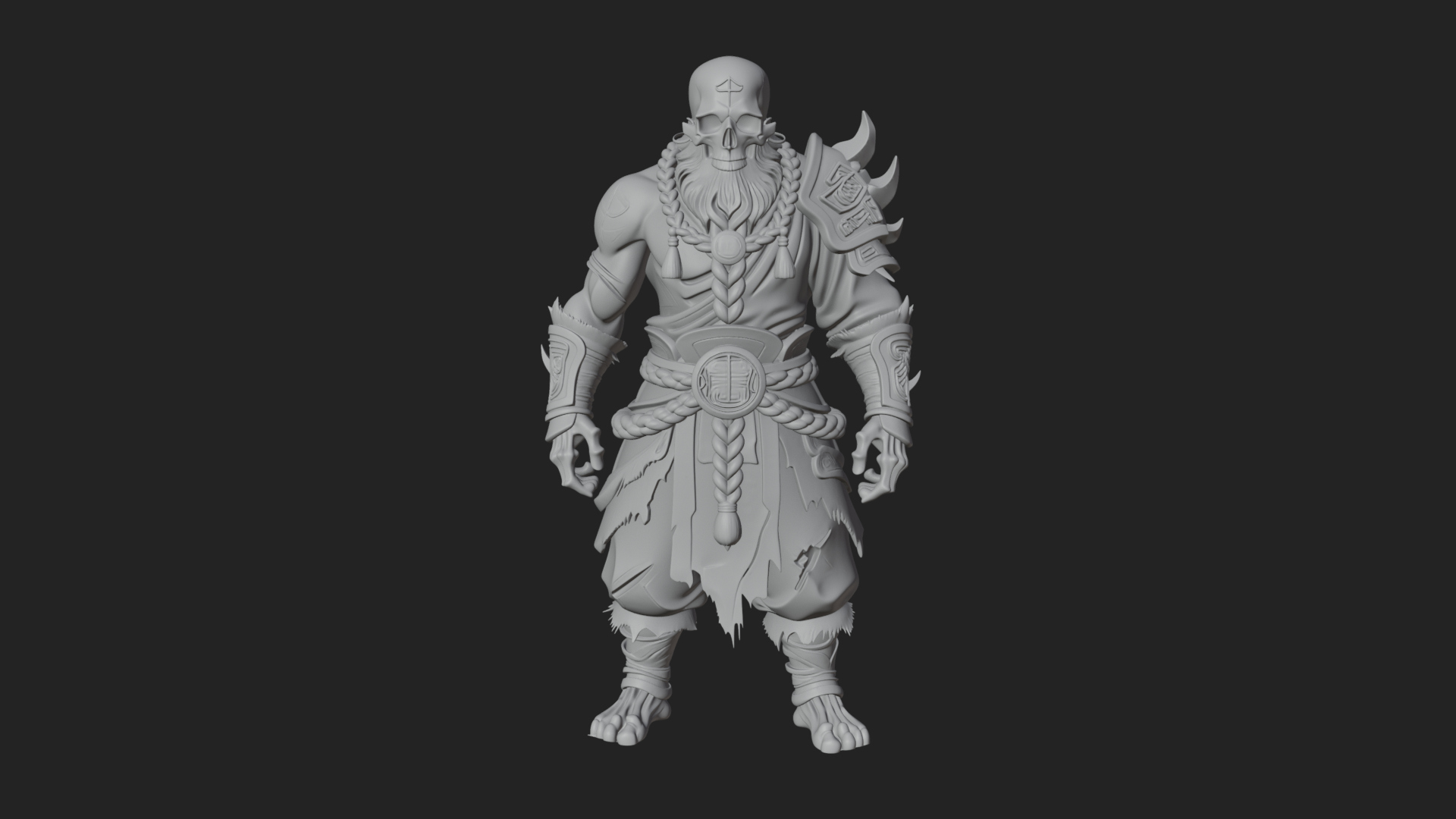Barbarian Warlord Statue Design 14 3D Print Model 3D Model