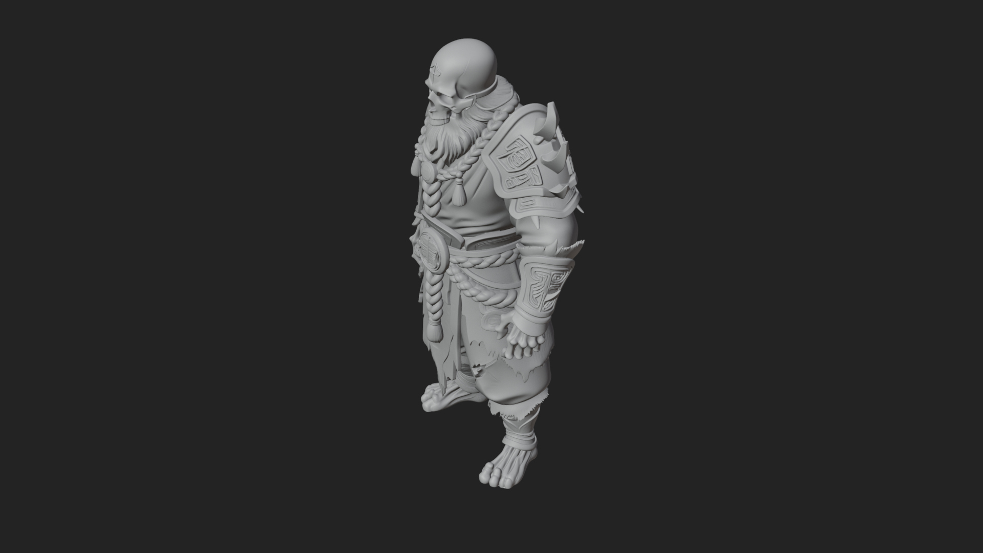 Barbarian Warlord Statue Design 14 3D Print Model 3D Model