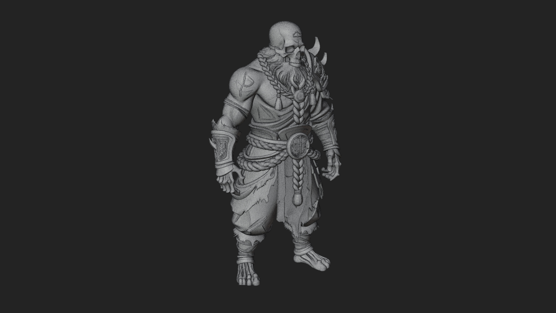 Barbarian Warlord Statue Design 14 3D Print Model 3D Model