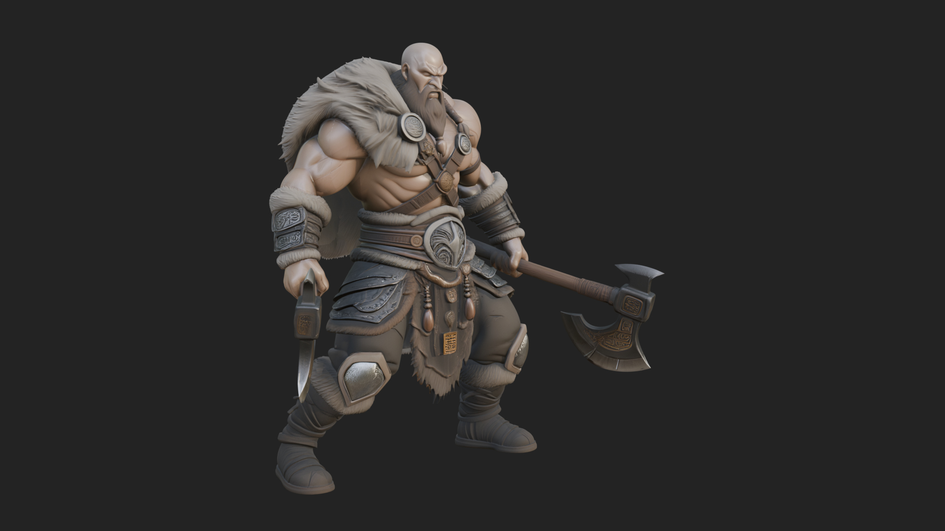 Barbarian Warlord Statue Design 15 3D Print Model 3D Model