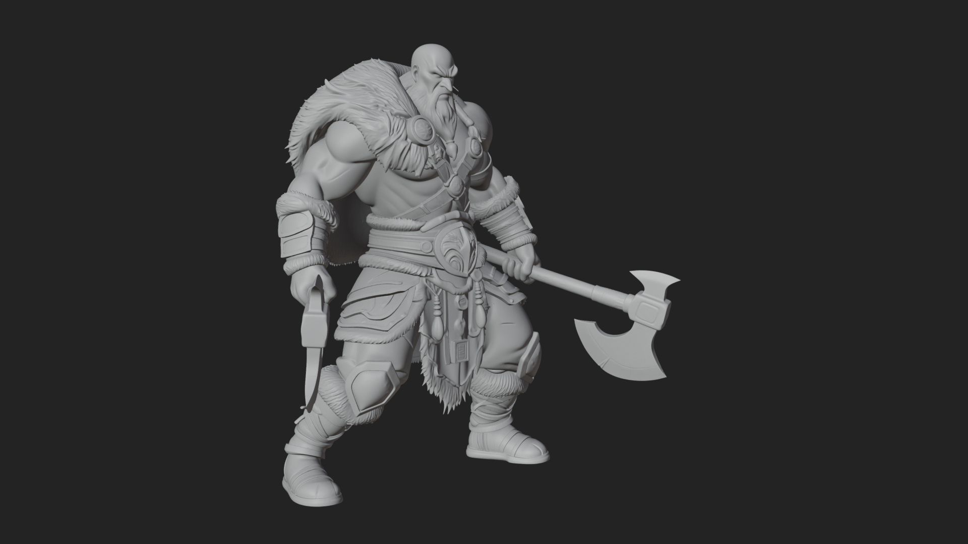 Barbarian Warlord Statue Design 15 3D Print Model 3D Model