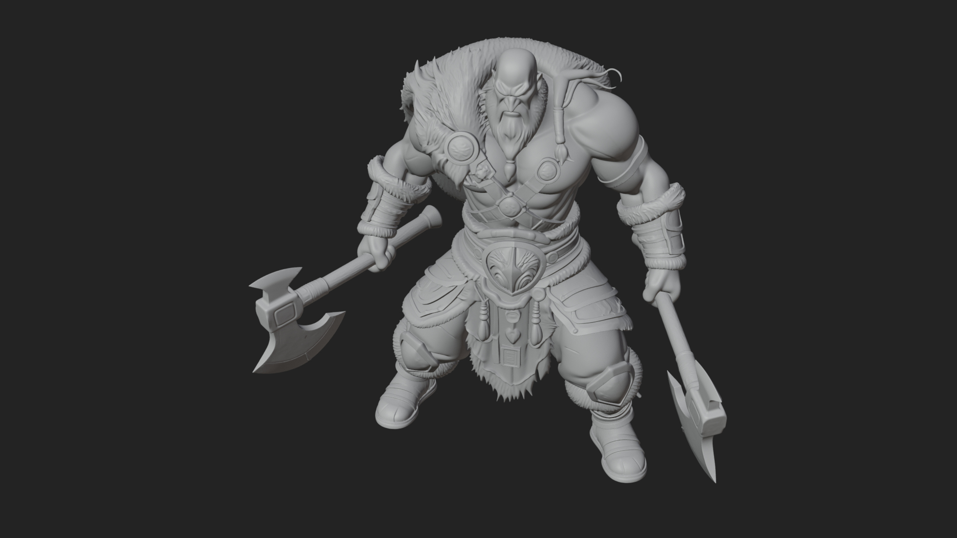 Barbarian Warlord Statue Design 15 3D Print Model 3D Model