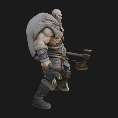Barbarian Warlord Statue Design 15 3D Print Model