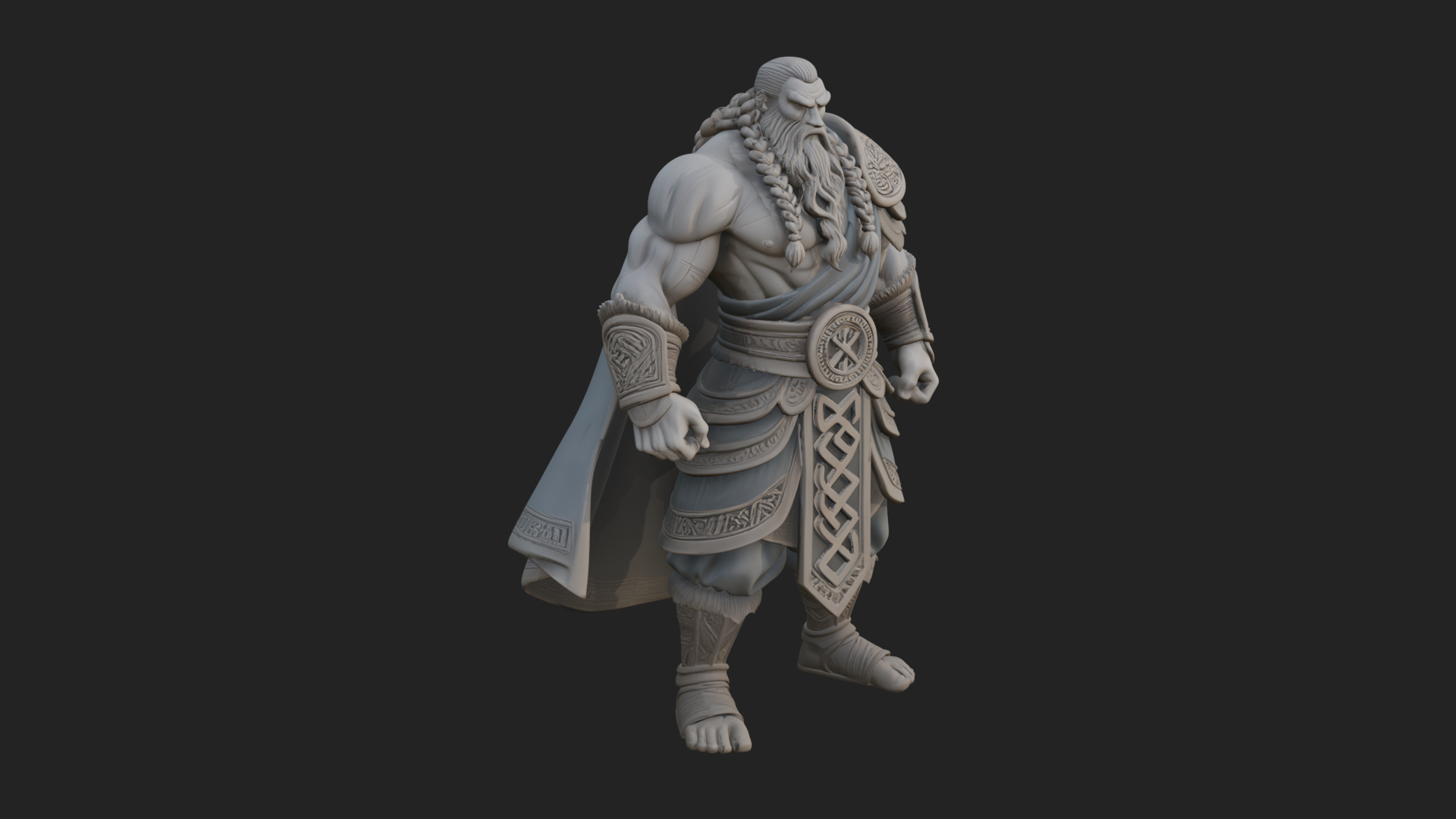 Barbarian Warlord Statue Design 16 3D Print Model 3D Model