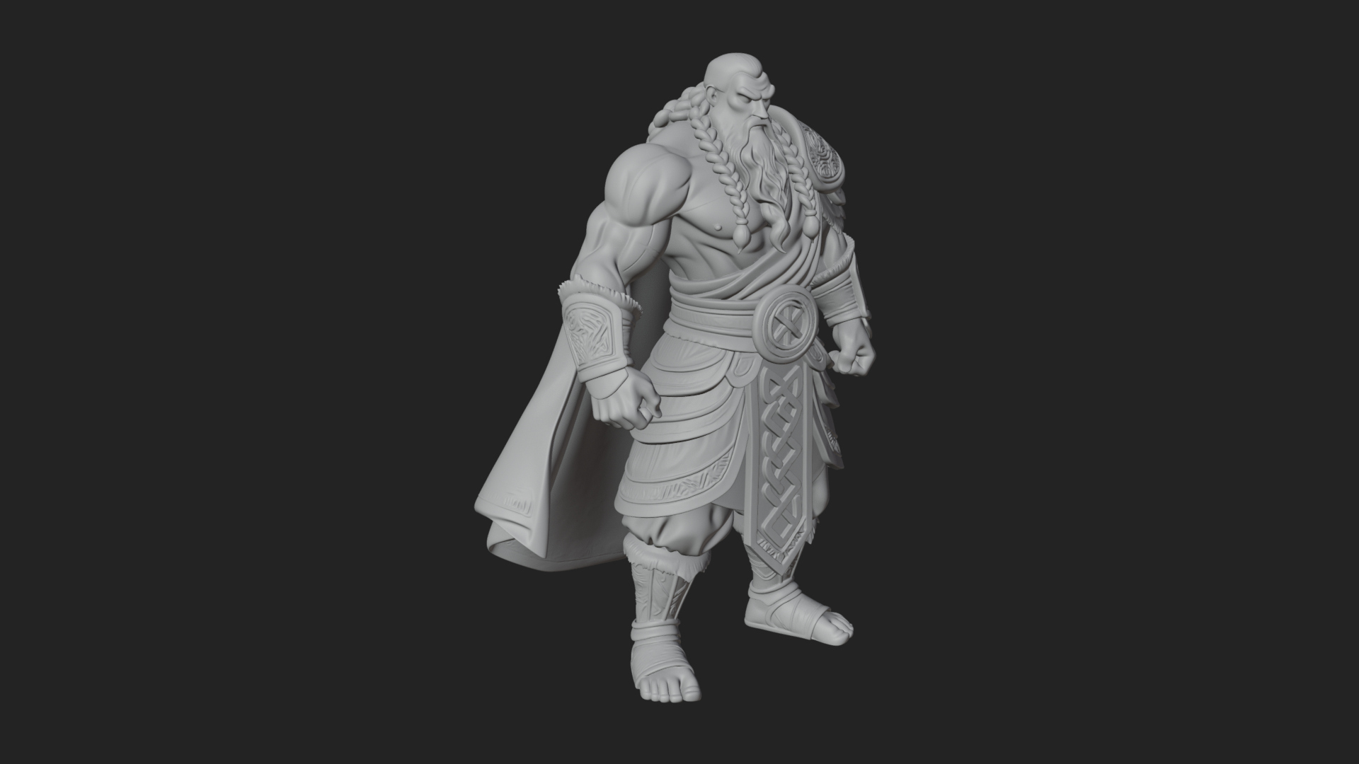 Barbarian Warlord Statue Design 16 3D Print Model 3D Model