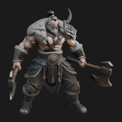 Barbarian Warlord Statue Design 2 3D Print Model