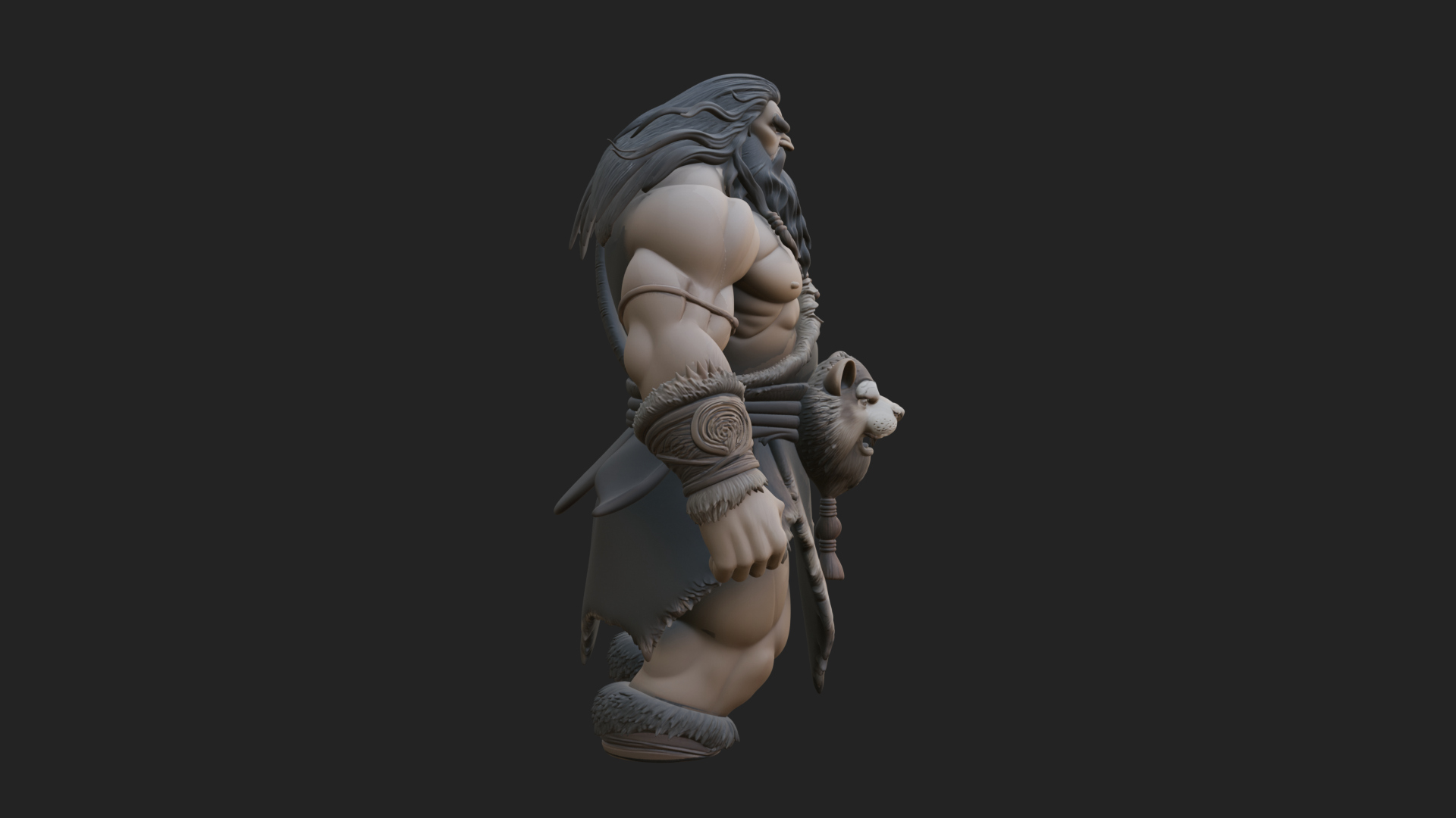 Barbarian Warlord Statue Design 20 3D Print Model 3D Model