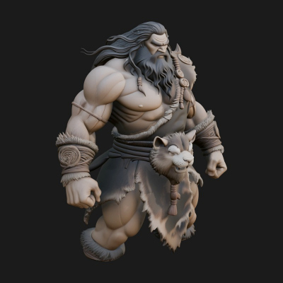 Barbarian Warlord Statue Design 20 3D Print Model