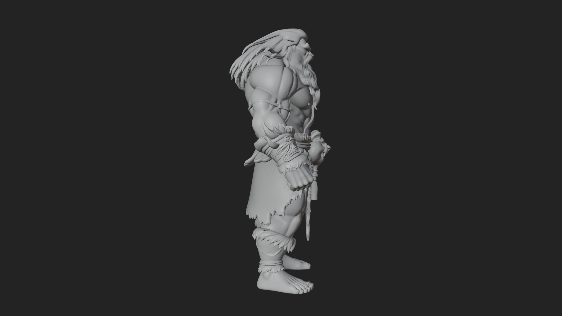 Barbarian Warlord Statue Design 21 3D Print Model 3D Model