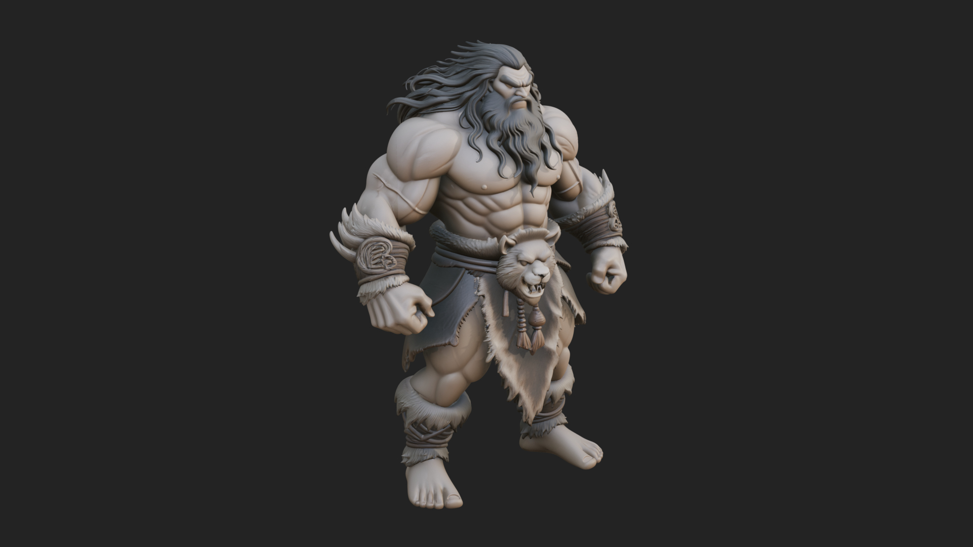 Barbarian Warlord Statue Design 22 3D Print Model 3D Model