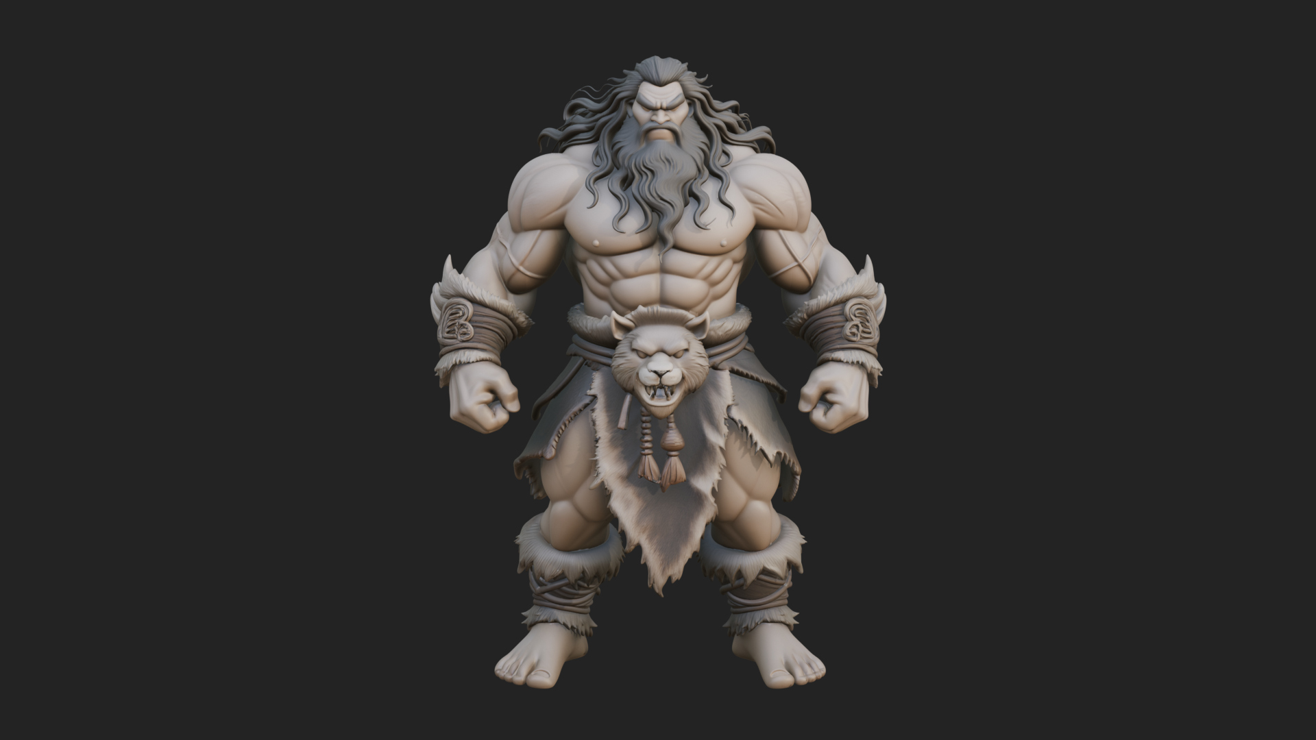 Barbarian Warlord Statue Design 22 3D Print Model 3D Model