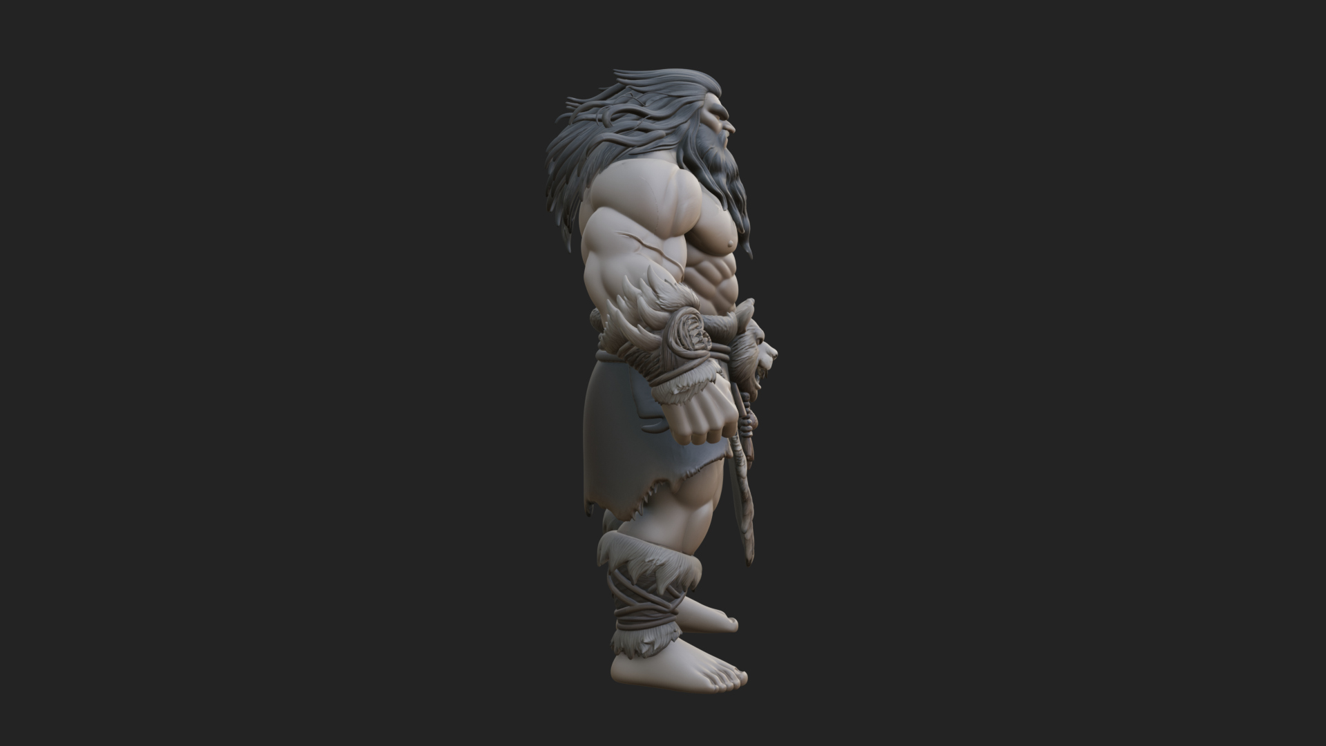 Barbarian Warlord Statue Design 22 3D Print Model 3D Model