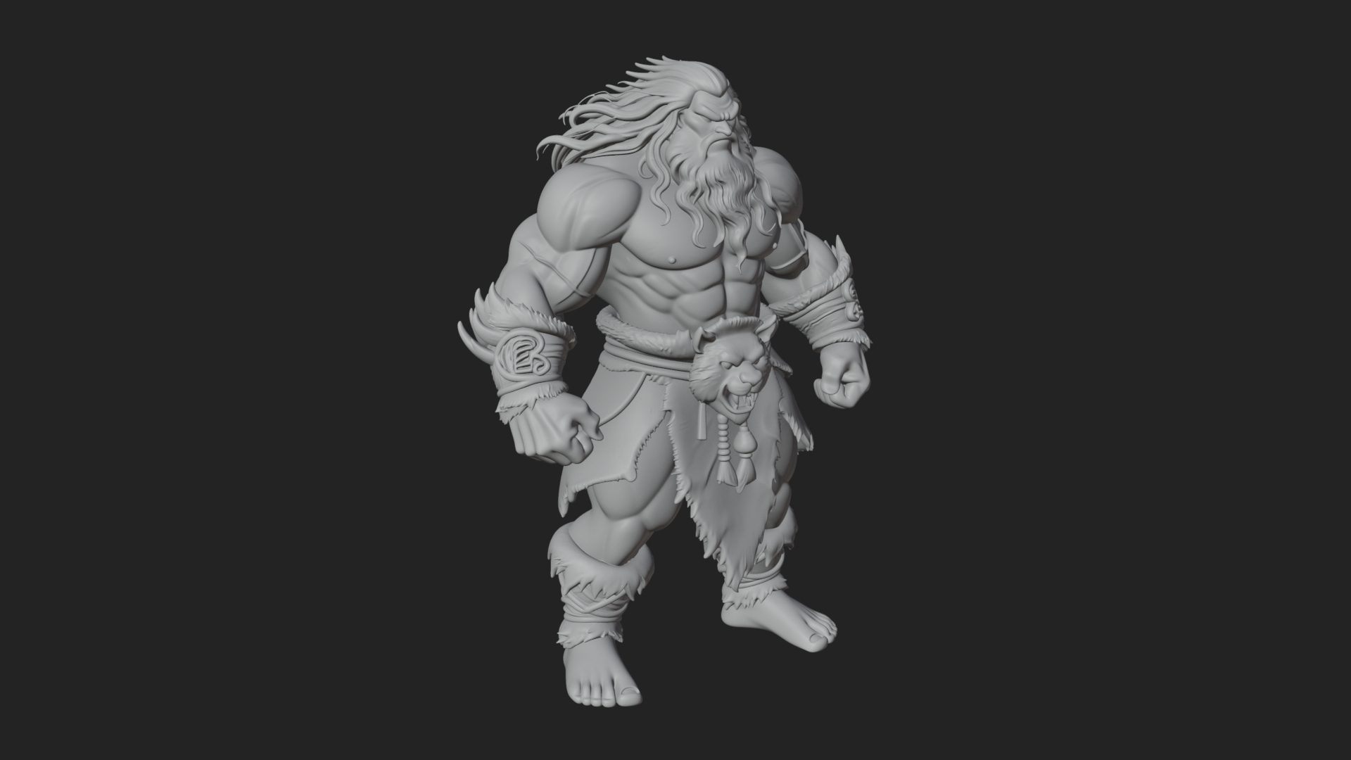 Barbarian Warlord Statue Design 22 3D Print Model 3D Model