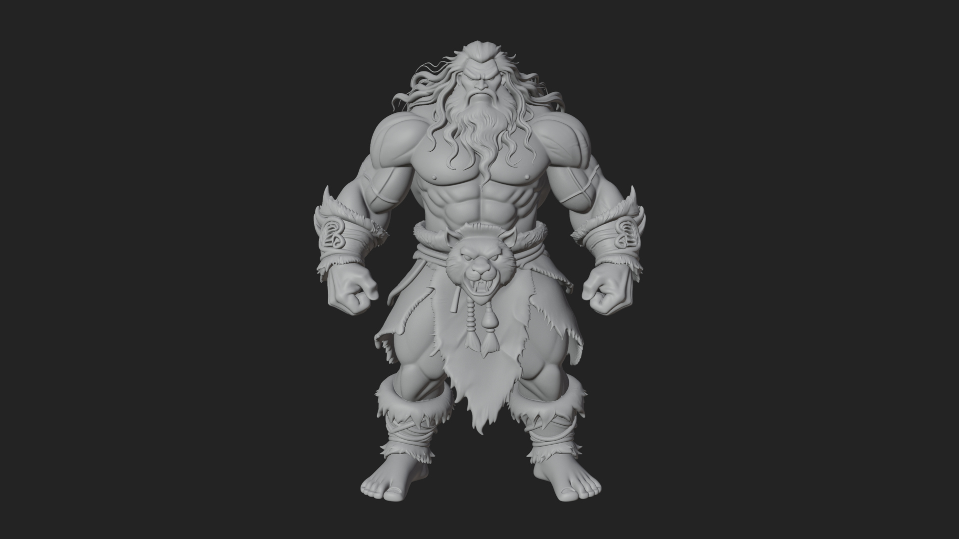 Barbarian Warlord Statue Design 22 3D Print Model 3D Model