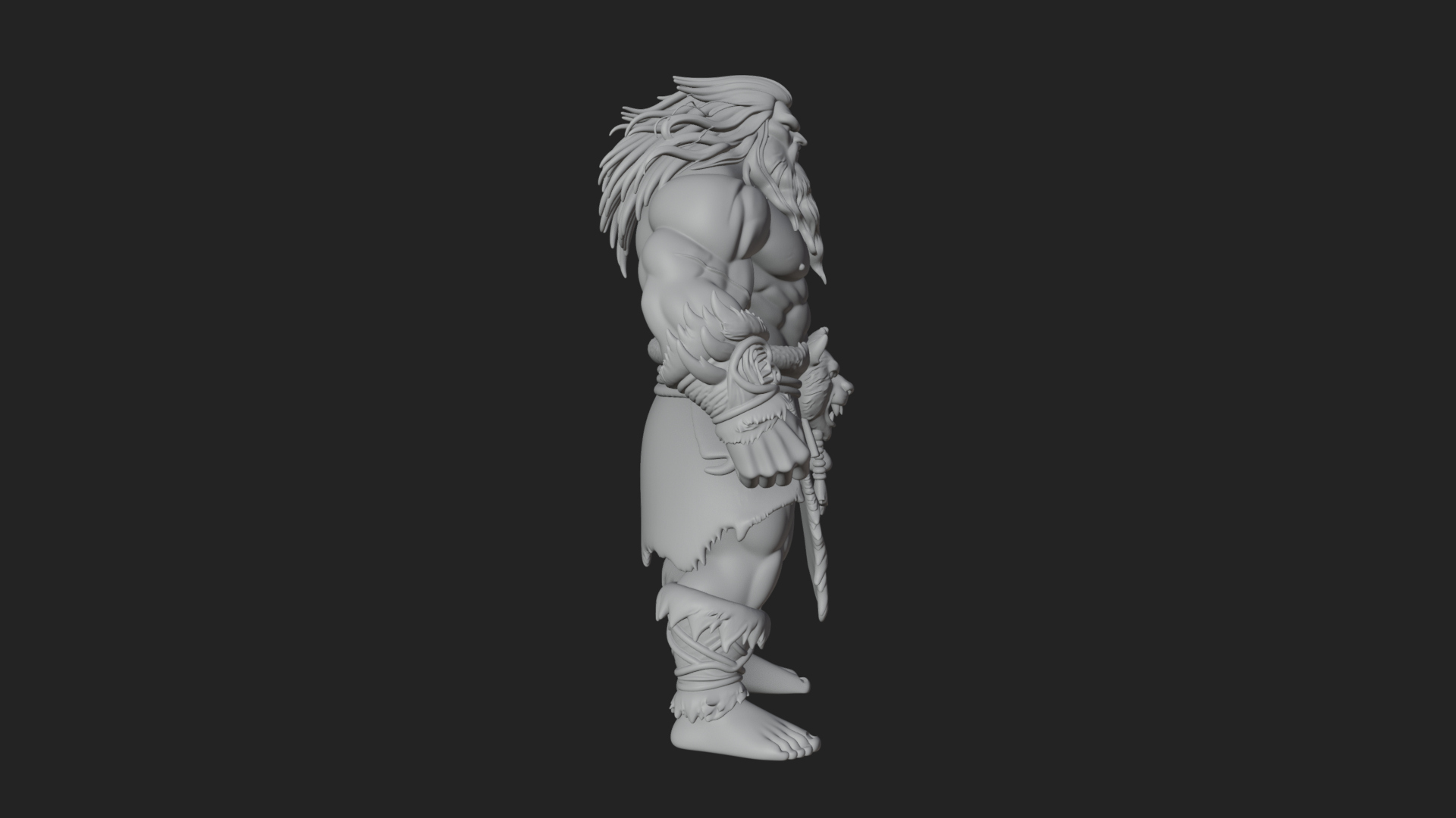 Barbarian Warlord Statue Design 22 3D Print Model 3D Model