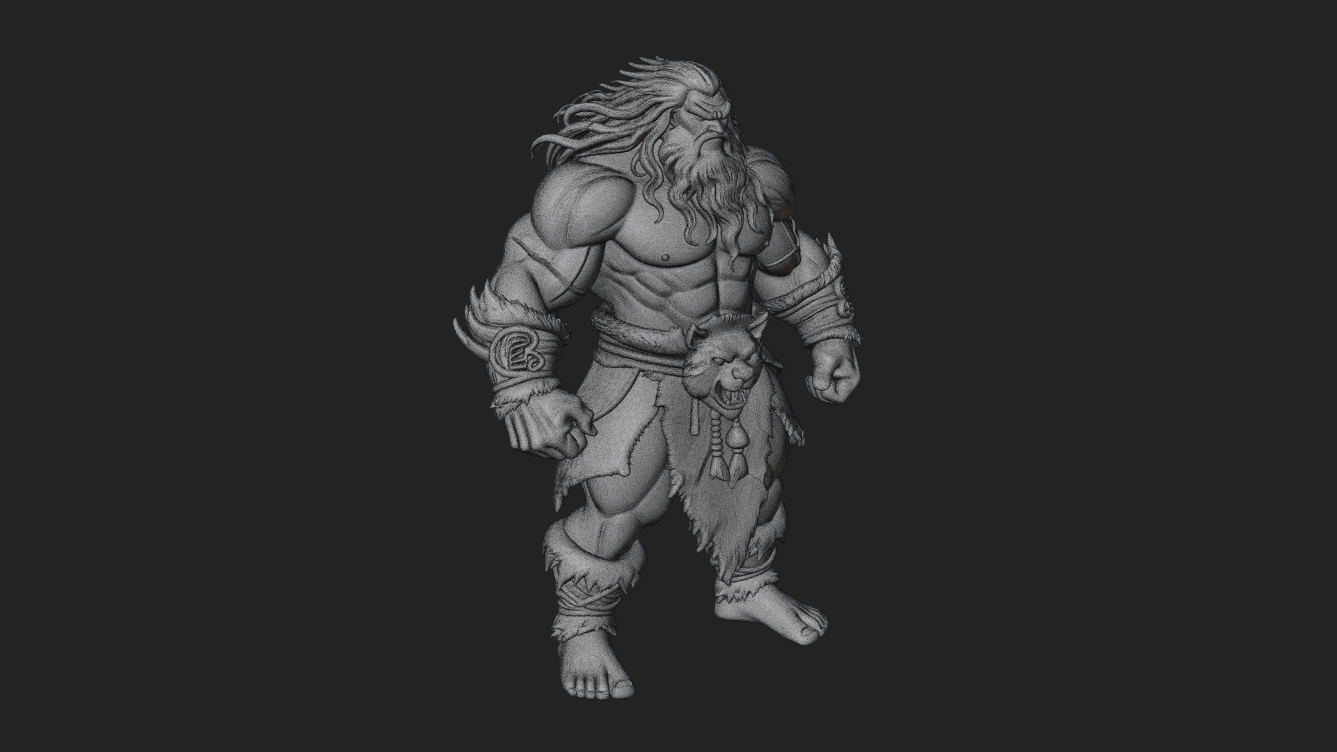 Barbarian Warlord Statue Design 22 3D Print Model 3D Model