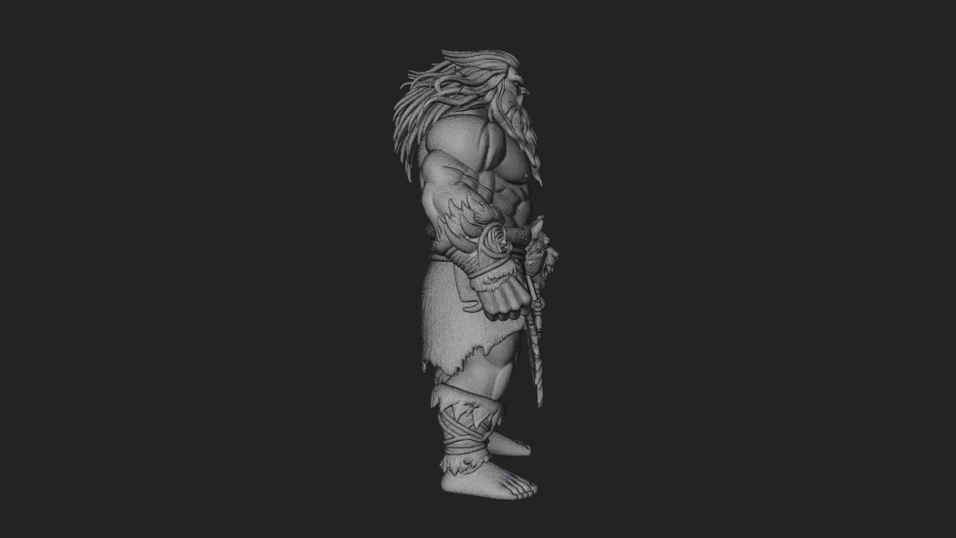 Barbarian Warlord Statue Design 22 3D Print Model 3D Model