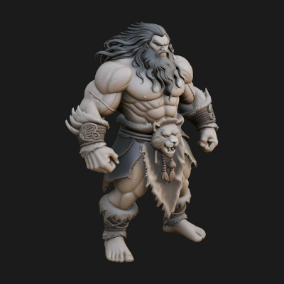 Barbarian Warlord Statue Design 22 3D Print Model