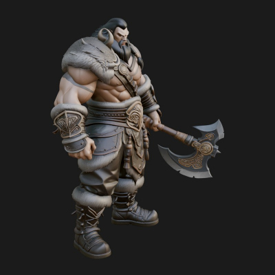 Barbarian Warlord Statue Design 3 3D Print Model