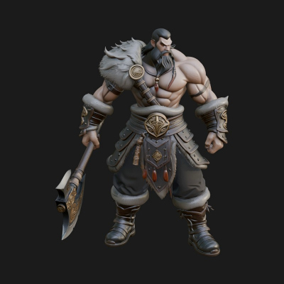 Barbarian Warlord Statue Design 5 3D Print Model