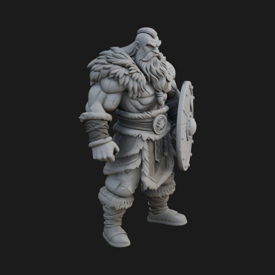 Barbarian Warlord Statue Design 6 3D Print Model