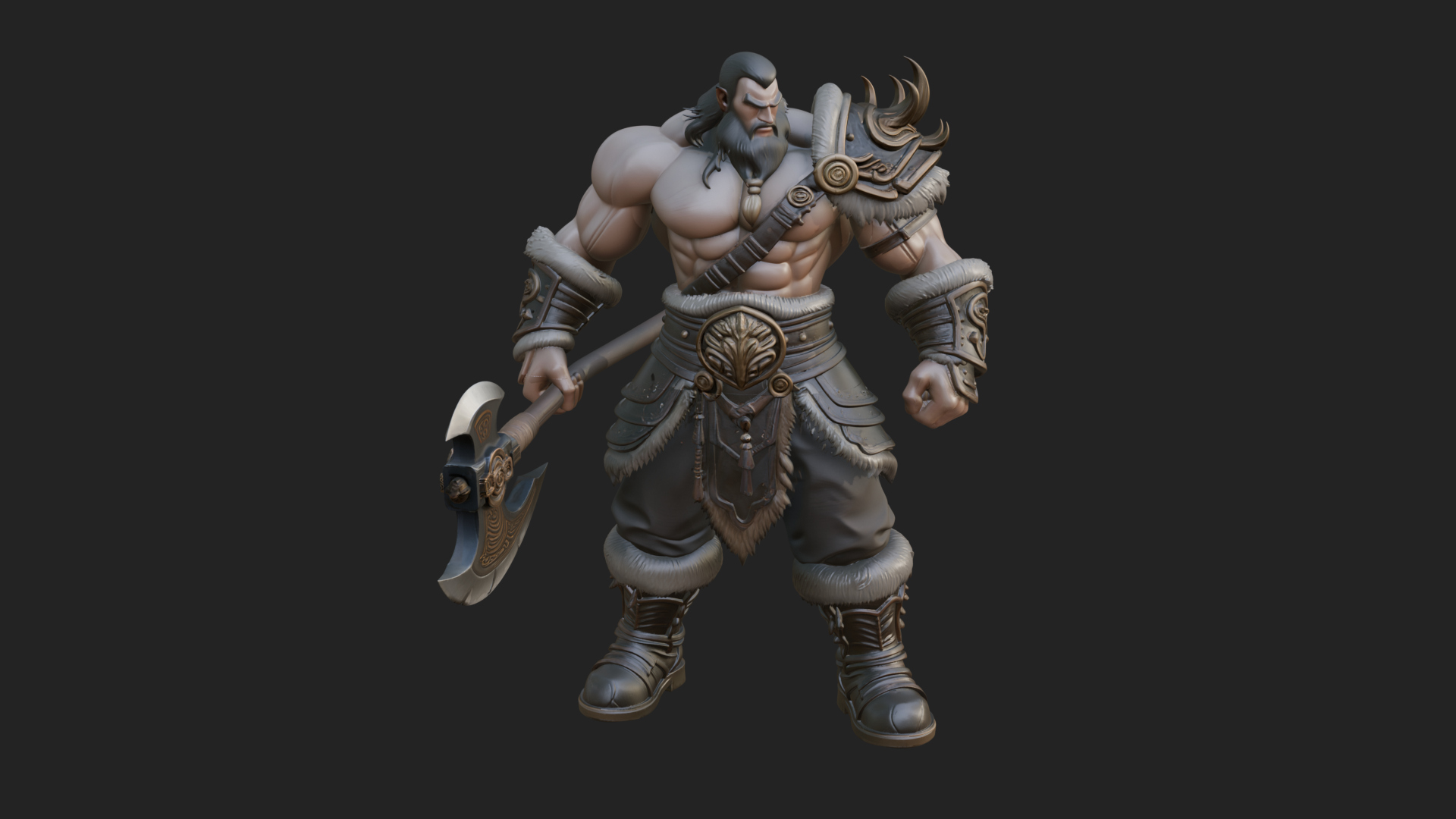Barbarian Warlord Statue Design 7 3D Print Model 3D Model
