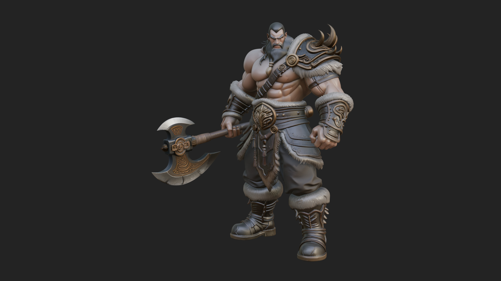 Barbarian Warlord Statue Design 7 3D Print Model 3D Model