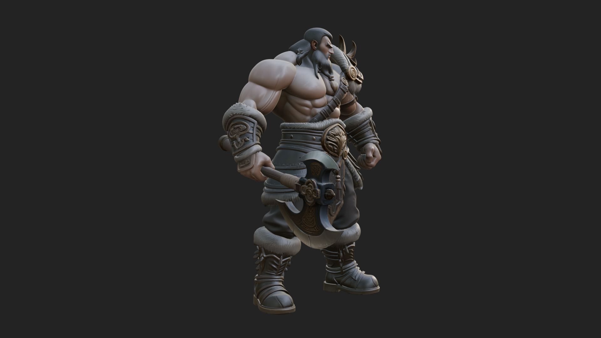 Barbarian Warlord Statue Design 7 3D Print Model 3D Model