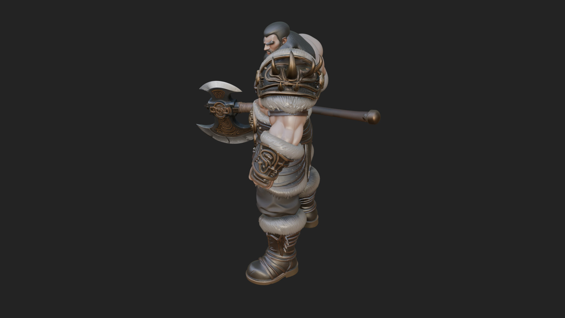 Barbarian Warlord Statue Design 7 3D Print Model 3D Model