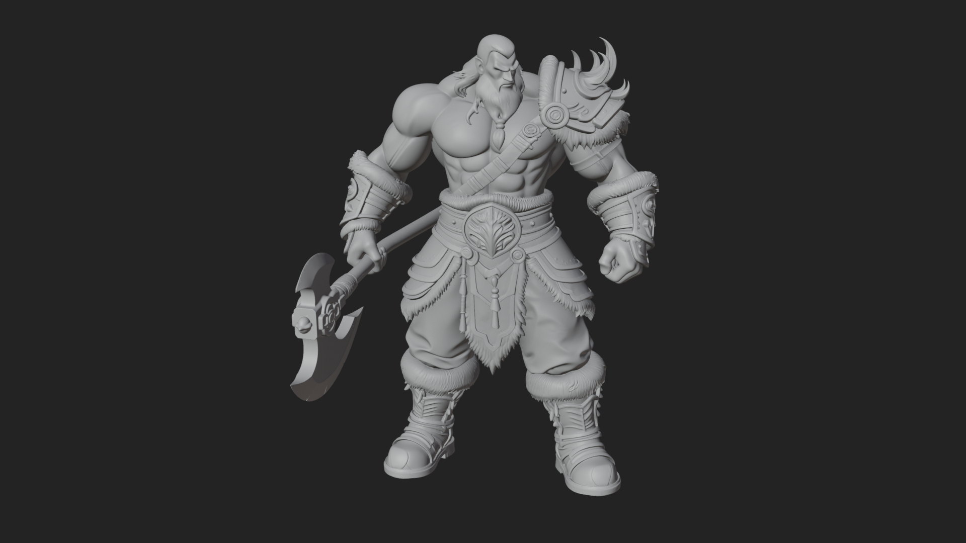 Barbarian Warlord Statue Design 7 3D Print Model 3D Model