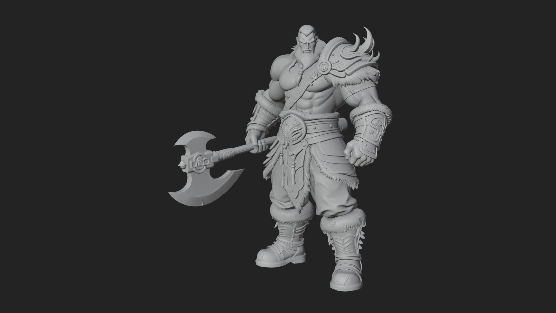 Barbarian Warlord Statue Design 7 3D Print Model 3D Model