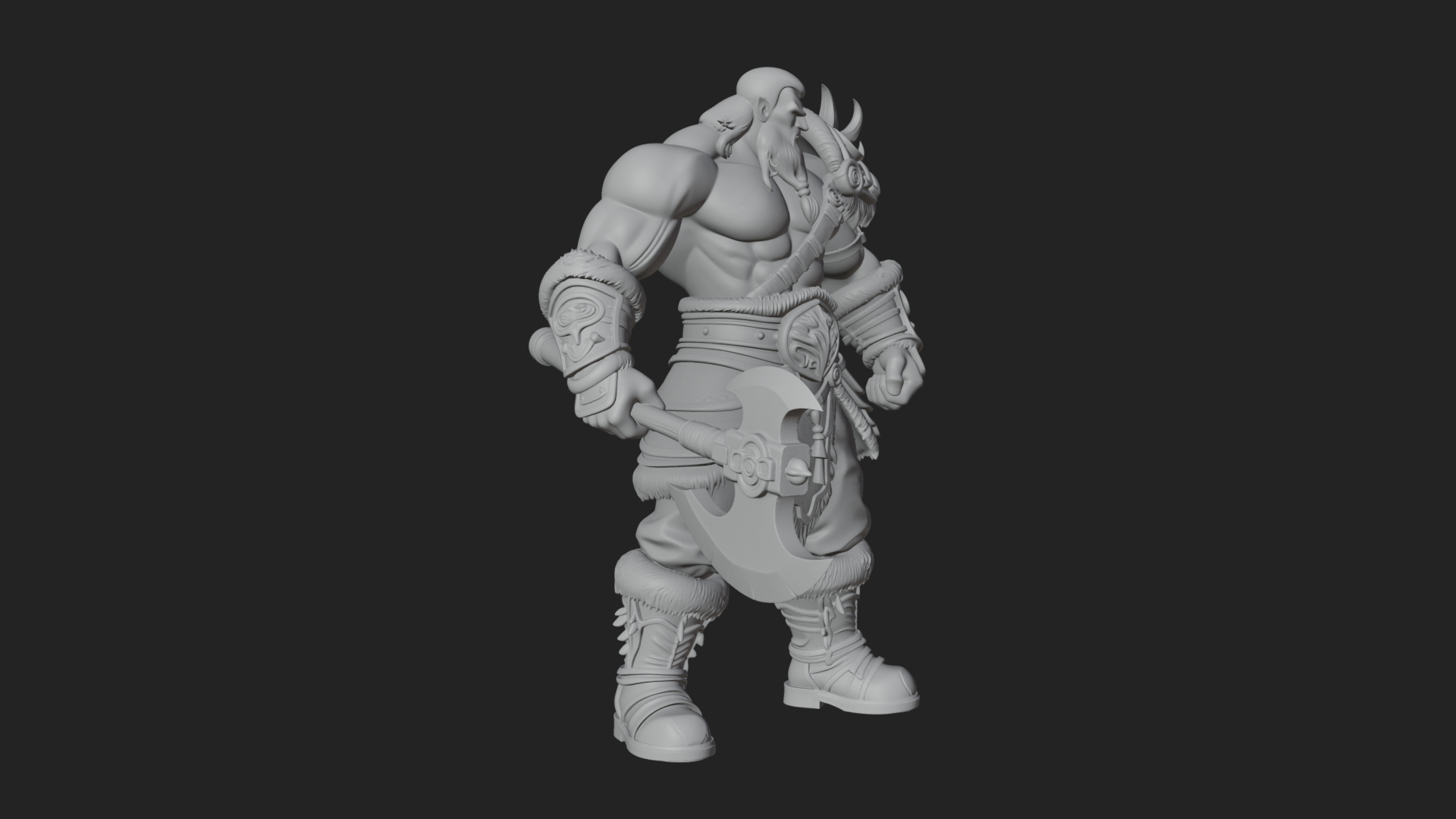 Barbarian Warlord Statue Design 7 3D Print Model 3D Model