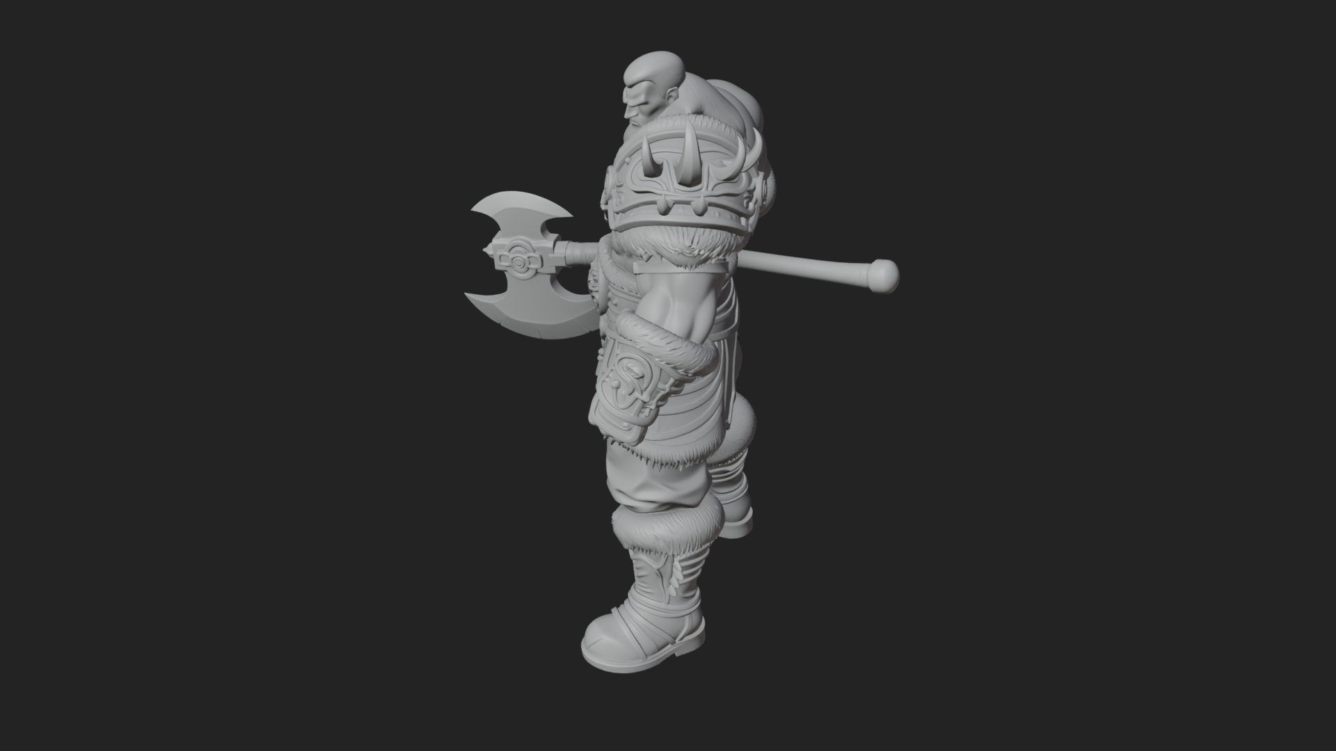Barbarian Warlord Statue Design 7 3D Print Model 3D Model