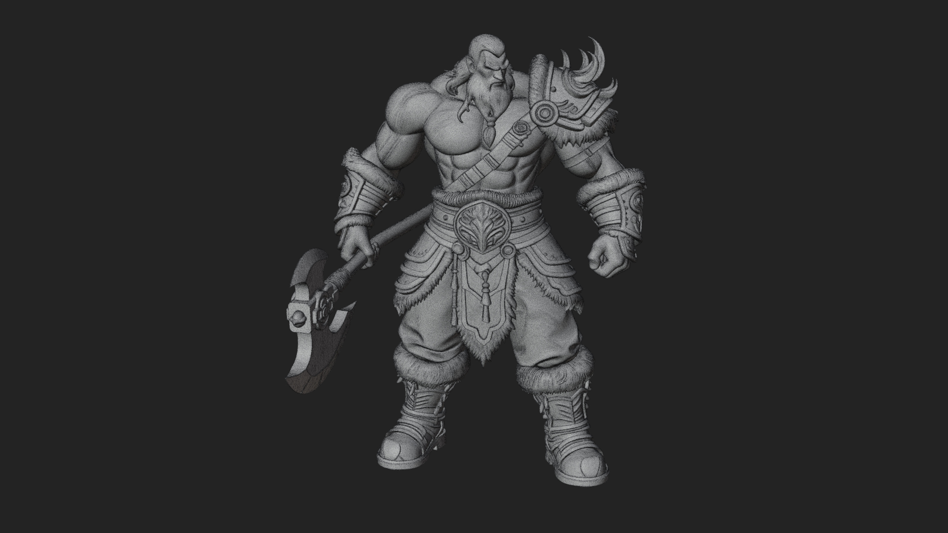 Barbarian Warlord Statue Design 7 3D Print Model 3D Model