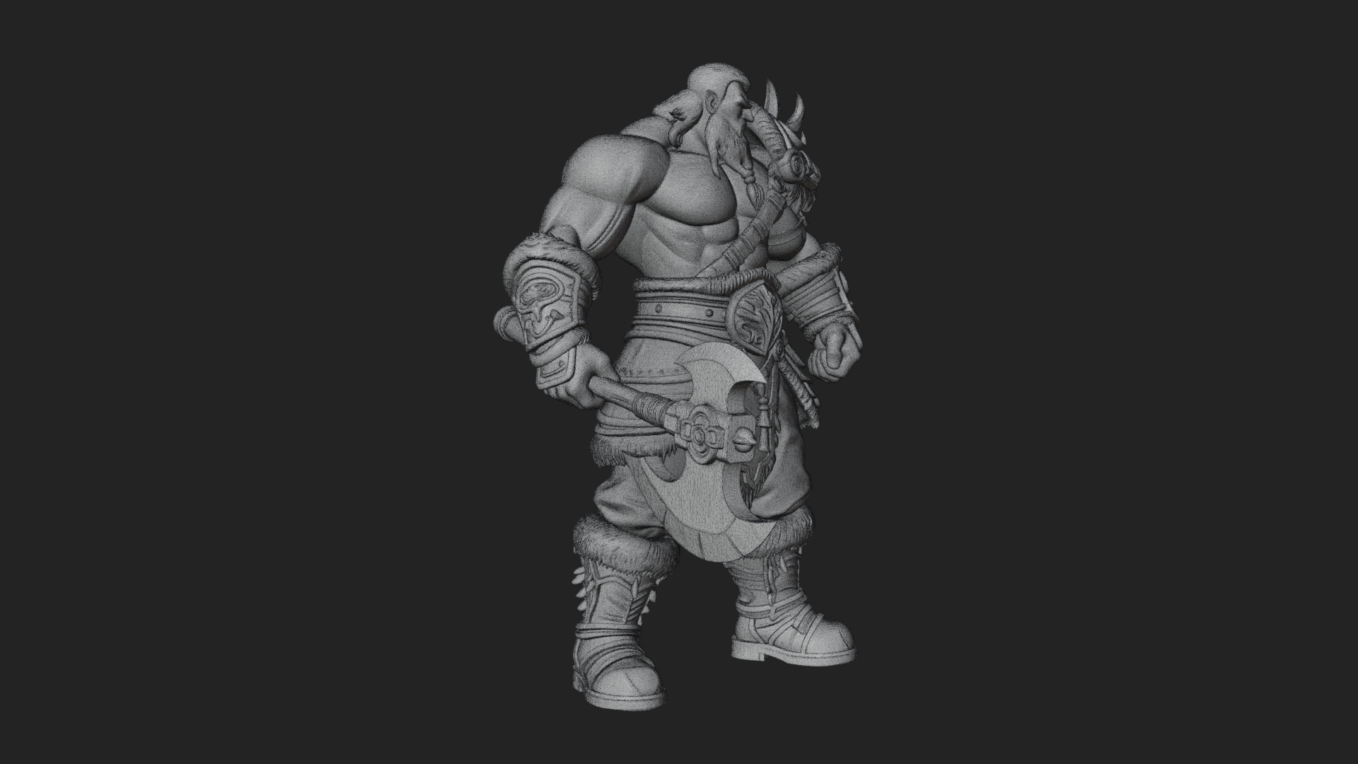 Barbarian Warlord Statue Design 7 3D Print Model 3D Model