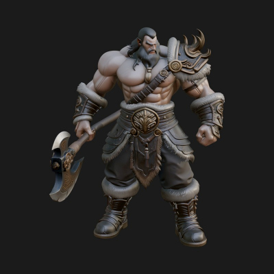 Barbarian Warlord Statue Design 7 3D Print Model