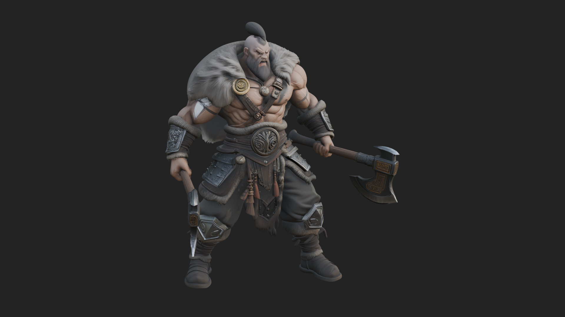 Barbarian Warlord Statue Design 8 3D Print Model 3D Model