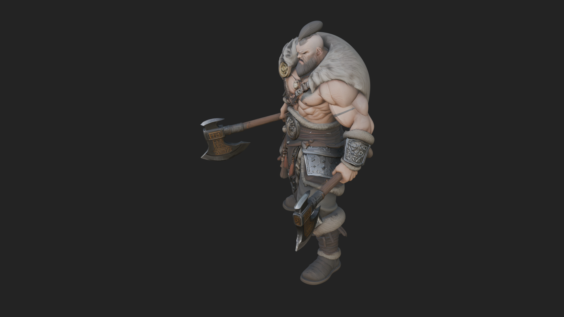 Barbarian Warlord Statue Design 8 3D Print Model 3D Model