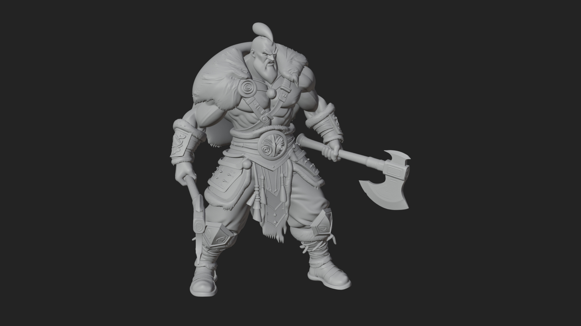 Barbarian Warlord Statue Design 8 3D Print Model 3D Model