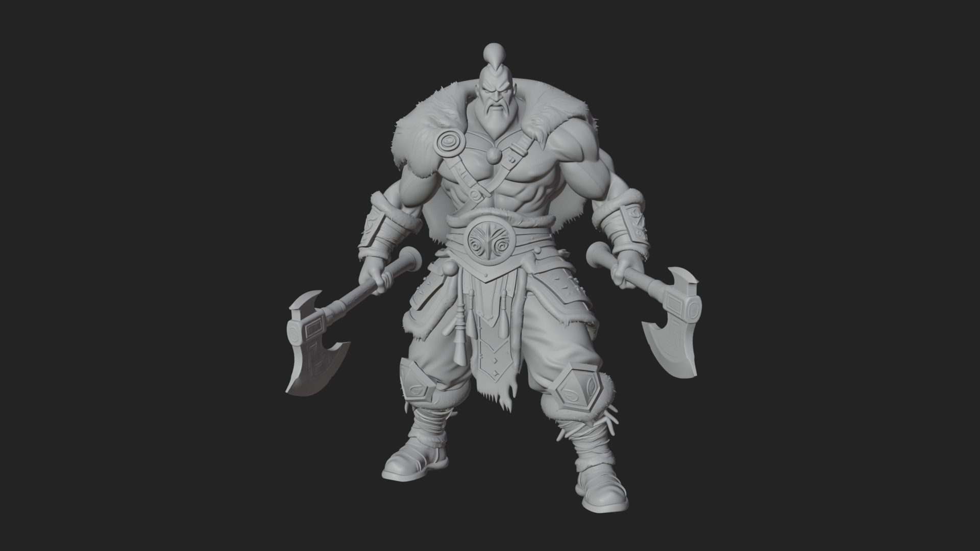 Barbarian Warlord Statue Design 8 3D Print Model 3D Model