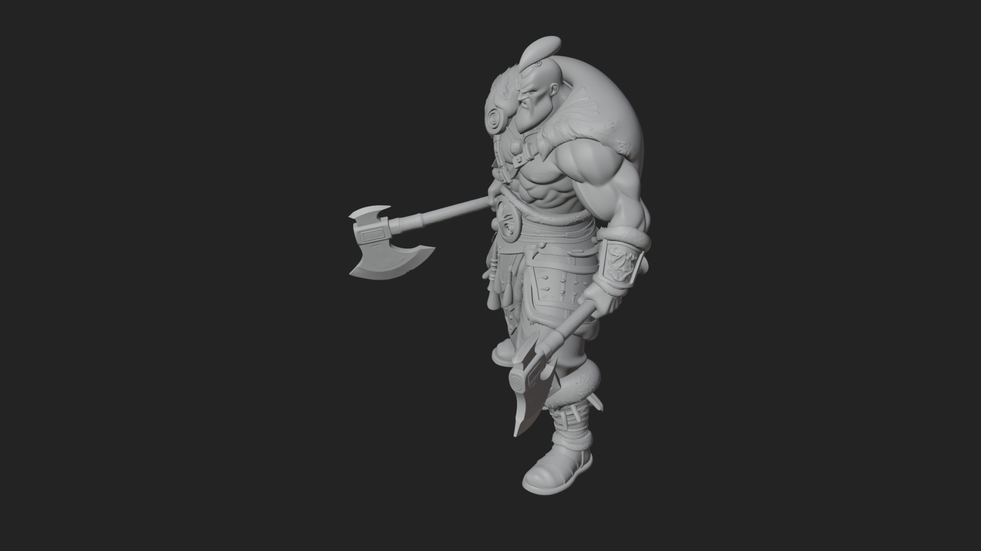 Barbarian Warlord Statue Design 8 3D Print Model 3D Model